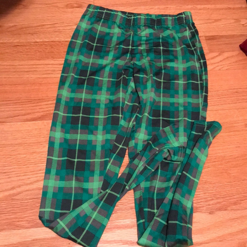 Green plaid leggings